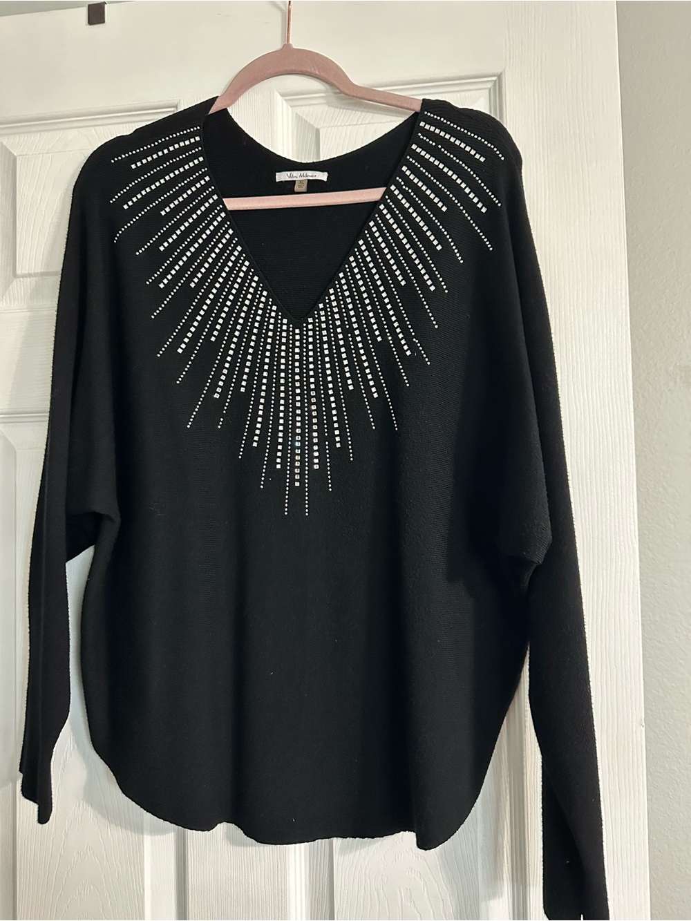Vila Milano Black Sweater with crystal embellishments